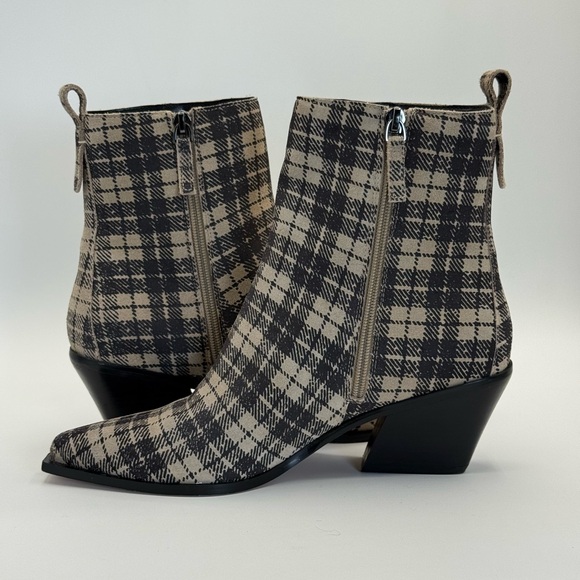 SANCTUARY Yes Girl Checked-Plaid Suede Booties Size 8M - Picture 10 of 16